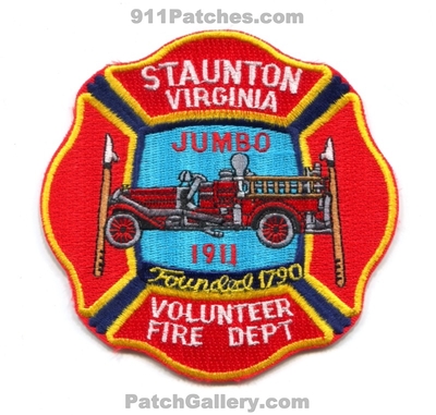 Staunton Volunteer Fire Department Patch (Virginia)
Scan By: PatchGallery.com
Keywords: vol. dept. jumbo 1911 founded 1790