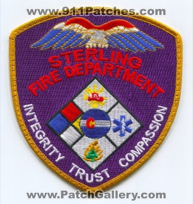 Sterling Fire Department Patch (Colorado)
[b]Scan From: Our Collection[/b]
Keywords: dept. integrity trust compassion