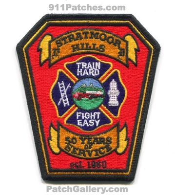 Stratmoor Hills Fire Department 50 Years of Service Patch (Colorado)
[b]Scan From: Our Collection[/b]
Keywords: dept. train hard fight easy est. 1980