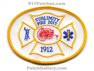 Sublimity Fire District Patch (Oregon)
Scan By: PatchGallery.com
Keywords: dist. department dept. 1912