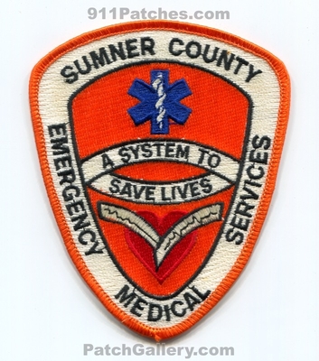 Sumner County Emergency Medical Services EMS Patch (Tennessee)
Scan By: PatchGallery.com
Keywords: co. ambulance emt paramedic a system to save lives
