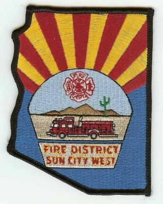 Sun City West Fire District
Thanks to PaulsFirePatches.com for this scan.
Keywords: arizona