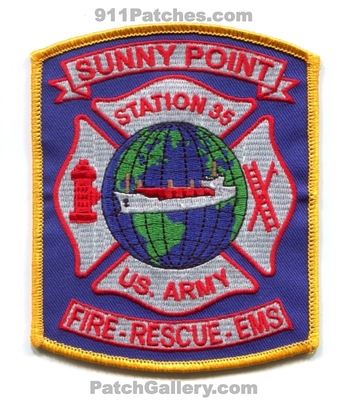 Sunny Point Fire Department Station 35 US Army Military Patch (North Carolina)
Scan By: PatchGallery.com
Keywords: dept. rescue ems