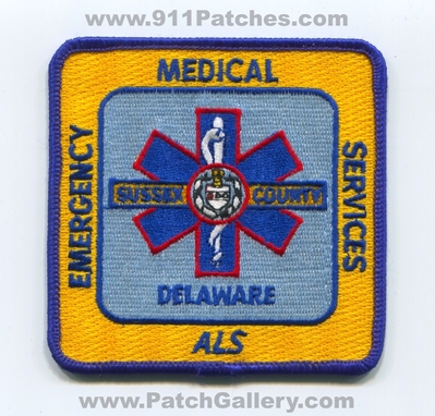 Sussex County Emergency Medical Services EMS ALS Patch (Delaware)
Scan By: PatchGallery.com
Keywords: co. ambulance advanced life support