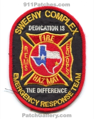 Sweeny Complex Emergency Response Team ERT Fire Department Patch (Texas)
Scan By: PatchGallery.com
Keywords: dept. rems hazmat haz-mat hazardous materials eq ops dedication is the difference oil gas petroleum refinery industrial plant