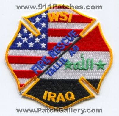 Tallil Air Base Fire Rescue Department Patch (Iraq)
Scan By: PatchGallery.com
Keywords: ab dept. wsi