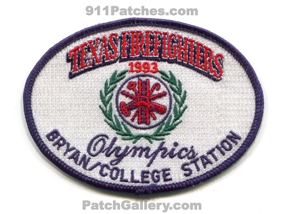Texas Firefighters Olympics Bryan College Station Patch (Texas)
Scan By: PatchGallery.com
Keywords: fire department dept. 1993