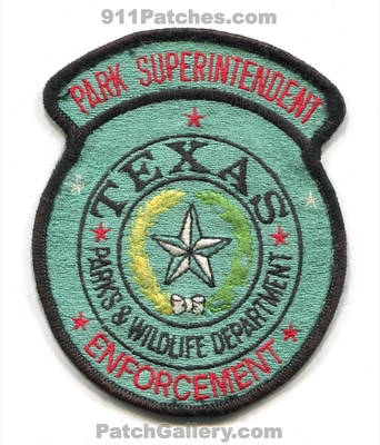 Texas Parks and Wildlife Department Enforcement Park Superintendent Patch (Texas)
Scan By: PatchGallery.com
Keywords: dept. police ranger