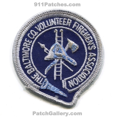 The Baltimore County Volunteer Firemens Assocation Fire Patch (Maryland)
Scan By: PatchGallery.com
Keywords: co. vol. assoc. assn. department dept.