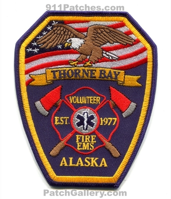 Thorne Bay Volunteer Fire EMS Department Patch (Alaska)
Scan By: PatchGallery.com
Keywords: vol. dept. est. 1977