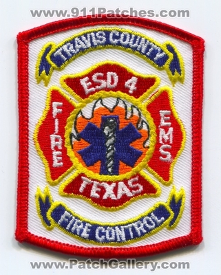 Travis County Fire Control Emergency Services District ESD 4 Patch (Texas)
Scan By: PatchGallery.com
Keywords: co. e.s.d. ems department dept.