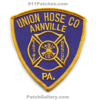Union Hose Company Annville Fire Department Patch (Pennsylvania)
Scan By: PatchGallery.com
Keywords: co. dept. first aid rescue