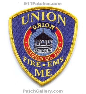 Union Fire EMS Department Patch (Maine)
Scan By: PatchGallery.com
Keywords: dept. october 20 1786