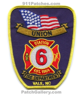 Union Fire Department Station 6 Vale Patch (North Carolina)
Scan By: PatchGallery.com
Keywords: dept. est. 1964