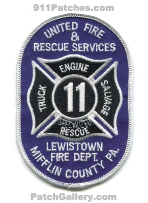 United Fire and Rescue Services Station 11 Lewistown Mifflin County Patch (Pennsylvania)
Scan By: PatchGallery.com
Keywords: & engine truck salvage specialized rescue company co. department dept. co.