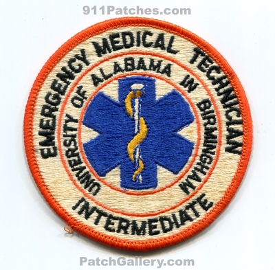 University of Alabama at Birmingham Emergency Medical Technician EMT Intermediate EMS Patch (Alabama)
Scan By: PatchGallery.com
Keywords: ambulance