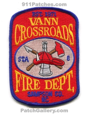 Vann Crossroads Fire Department Station 6 Sampson County Patch (North Carolina)
Scan By: PatchGallery.com
Keywords: dept. co. est. 1971
