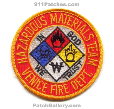 Venice Fire Department Hazardous Materials Team Patch (Florida)
Scan By: PatchGallery.com
Keywords: dept. hazmat haz-mat in God we trust