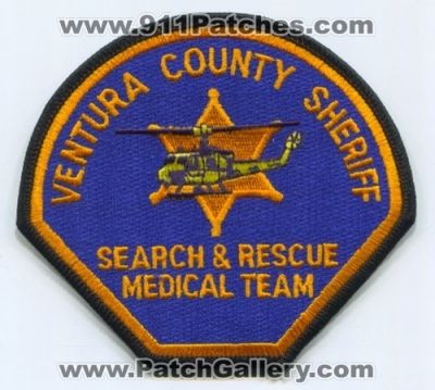 Ventura County Sheriffs Department Search and Rescue Medical Team (California)
Scan By: PatchGallery.com
Keywords: co. dept. office sar &