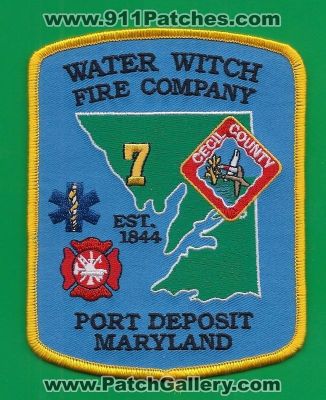 Water Witch Fire Department Company 7 (Maryland)
Thanks to PaulsFirePatches.com for this scan. 
Keywords: dept. port deposit cecil county