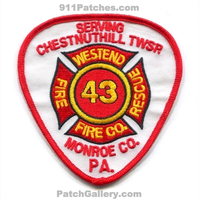 West End Fire Rescue Department Company 43 Monroe County Patch (Pennsylvania)
Scan By: PatchGallery.com
Keywords: westend dept. co. pa. serving chestnuthill twsp. townships