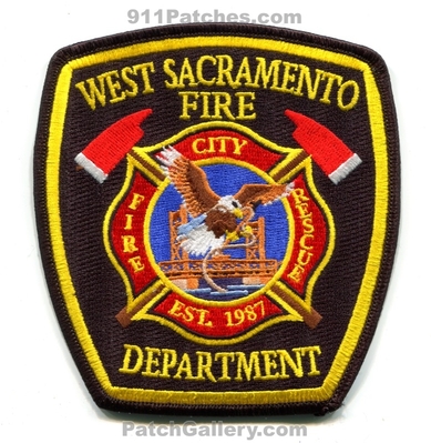 West Sacramento Fire Rescue Department Patch (California)
Scan By: PatchGallery.com
Keywords: city dept. est. 1987 bridge eagle