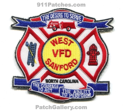 West Sanford Volunteer Fire Department Patch (North Carolina)
Scan By: PatchGallery.com
Keywords: vol. dept. vfd the desire to serve the courage to act the ability to perform