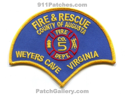 Weyers Cave Fire and Rescue Department Company 5 Augusta County Patch (Virginia)
Scan By: PatchGallery.com
Keywords: & dept. co.