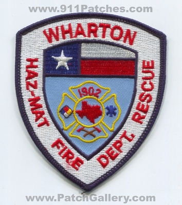 Wharton Fire Rescue Department Haz-Mat Patch (Texas)
Scan By: PatchGallery.com
Keywords: dept. hazmat hazardous materials 1902
