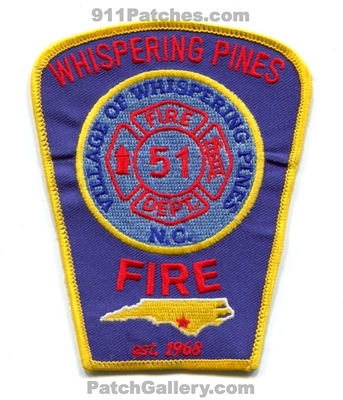Whispering Pines Fire Department 51 Patch (North Carolina)
Scan By: PatchGallery.com
Keywords: village of dept. est. 1968