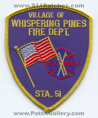 Whispering Pines Fire Department Station 51 Patch (North Carolina)
Scan By: PatchGallery.com
Keywords: village of dept. sta.