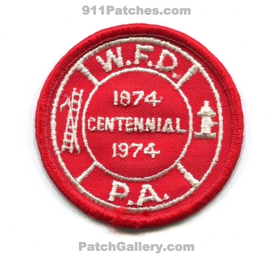 Williamsport Fire Department Centennial 100 Years Patch (Pennsylvania)
Scan By: PatchGallery.com
Keywords: dept. 1874 1974