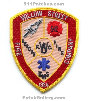 Willow Street Fire Company Patch (Pennsylvania) (Confirmed)
Scan By: PatchGallery.com
Keywords: co. 5-12 512 50 rescue ems department dept. 1924 lancaster county