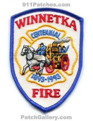 Winnetka Fire Department Centennial 1893-1993 Patch (Illinois)
Scan By: PatchGallery.com
Keywords: dept. 100th anniversary 100 years