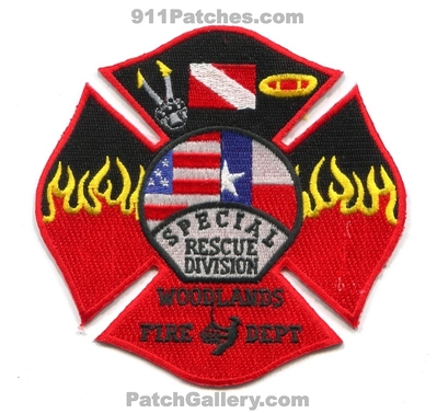 The Woodlands Fire Department Special Rescue Division Patch (Texas)
Scan By: PatchGallery.com
Keywords: dept. div.