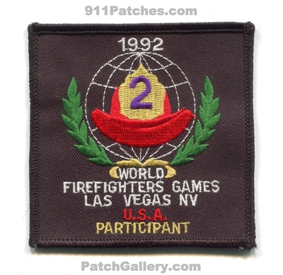 World Firefighters Games Las Vegas 1992 USA Participant Fire Patch (Nevada)
Scan By: PatchGallery.com
Keywords: u.s.a. fire