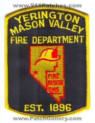 Yerington Mason Valley Fire Department (Nevada)
Scan By: PatchGallery.com
Keywords: dept. rescue ems