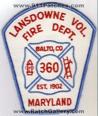 Lansdowne Vol Fire Dept (Maryland)
Thanks to diveresq5 for this scan.
County: Baltimore
Keywords: volunteer department balto 360