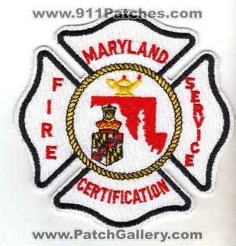 Maryland Maryland Fire Service Certification PatchGallery com