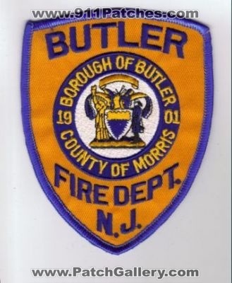 Butler Fire Dept (New Jersey)
Thanks to diveresq5 for this scan.
County: Morris
Keywords: department borough of