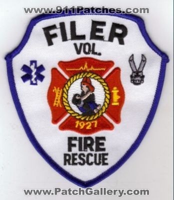 Filer Volunteer Fire Rescue Department Patch (Idaho)
Thanks to diveresq5 for this scan.
Keywords: vol. dept. 1927