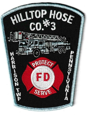 Hilltop Hose Company Number 3 Patch (Pennsylvania)
Thanks to Ronnie5411 for this scan.
Keywords: co. no. #3 fire department dept.