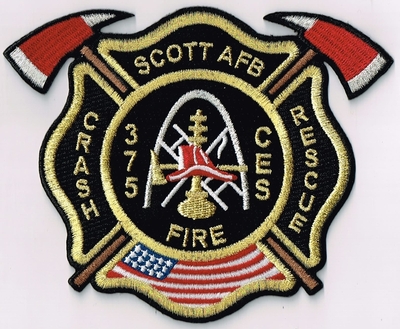 Scott Air Force Base AFB Crash Fire Rescue Department USAF Military Patch (Illinois)
Thanks to Ronnie5411 for this scan.
Keywords: cfr dept. 375 ces