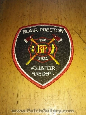 Blair-Preston Volunteer Fire Department Patch (Wisconsin)
Thanks to Ronnie5411 for this picture.
Keywords: vol. dept.