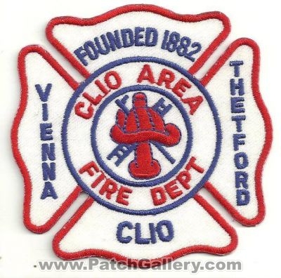 Clio Area Fire Department Patch (Michigan)
Thanks to Ronnie5411 for this scan.
Keywords: dept. vienna thetford