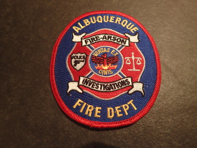 Albuquerque Fire Department Arson Investigations Patch (New Mexico)
Thanks to Jeremiah Herderich for this picture.
Keywords: dept. police