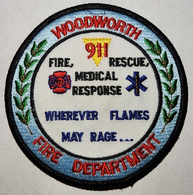 Woodworth Fire Department Patch (Louisiana)
Uploaded by Chulsey
Keywords: fire medical response rescue 911 wherever flames may rage