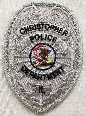 Christopher Police Department Badge Patch (Illinois)
Thanks to Chulsey
Keywords: Christopher Police Department (Illinois) Badge