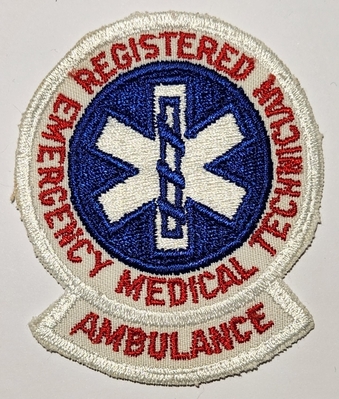 NREMT Registered EMT-Ambulance (ca. 1972-1978)
NREMT Registered EMT-Ambulance (ca. 1972-1978) Later had "Nationally" Rocker could be attached to the stop.
