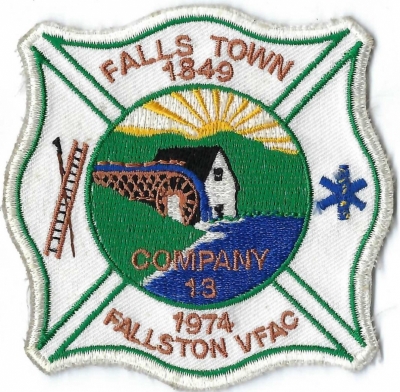 Falls Town Volunteer Fire Company
Falls Town has a large amount water sources, and only a small number of water mills.  See patch. 
